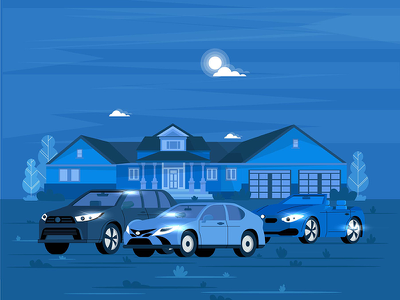 User on-boarding Tutorial night home house wash car clean illustration.webp