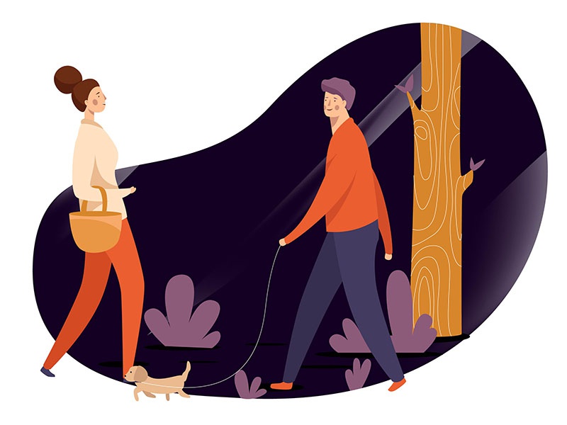 Walk tree park woman face glasses surprised man illustration design ch.jpg