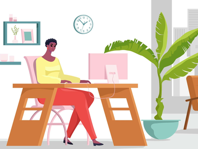 Workday  work desk worker work clock furniture chair vector face flowe.webp