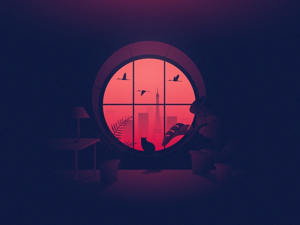 Alone madebymarko design art vector birds people pariscity paris works.webp