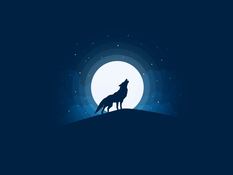 Wolf icon a day vector art flat illustration wolf danger animal moon m.webp