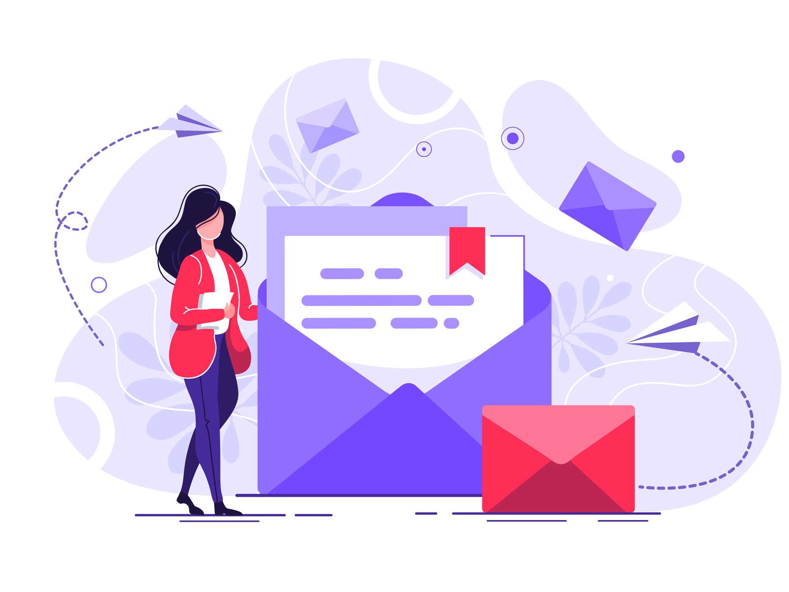 Girl with letter writer business flat office mail signature charachter.jpg