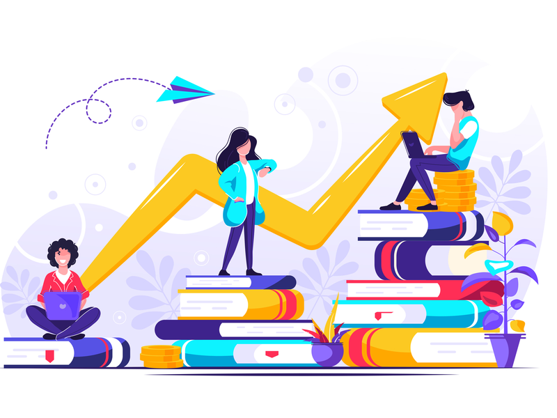 Concept for web page. Investment in education character up teamwork te.webp