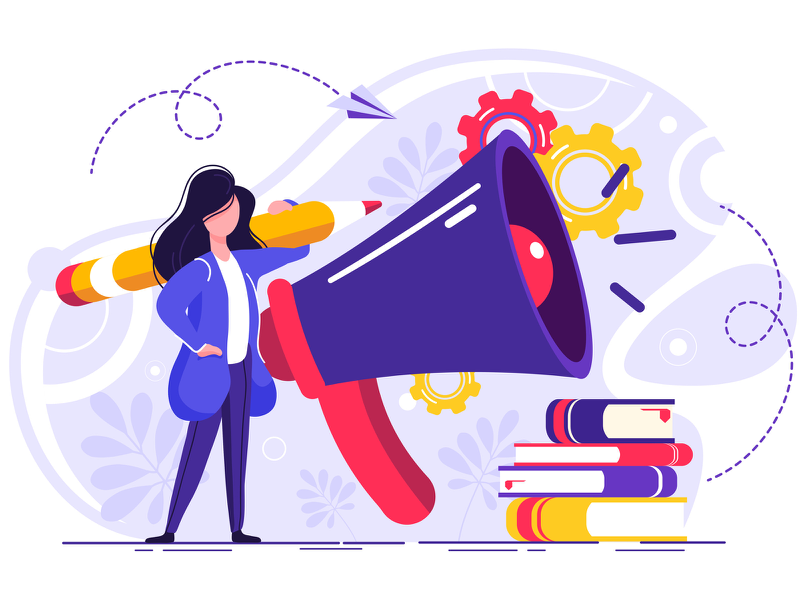 Business promotion vector girl design illustration advertising analyti.webp