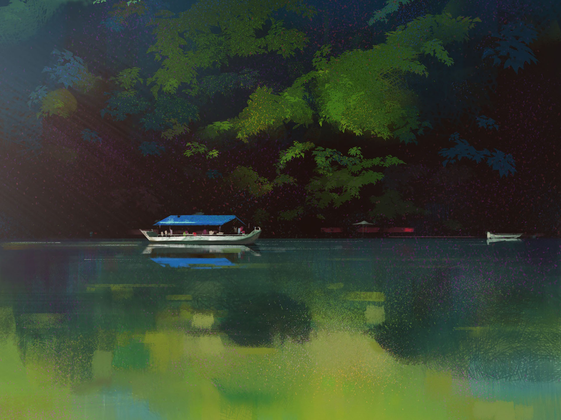 Riverboat riverboat riverside river illustration forest travel environ.jpg