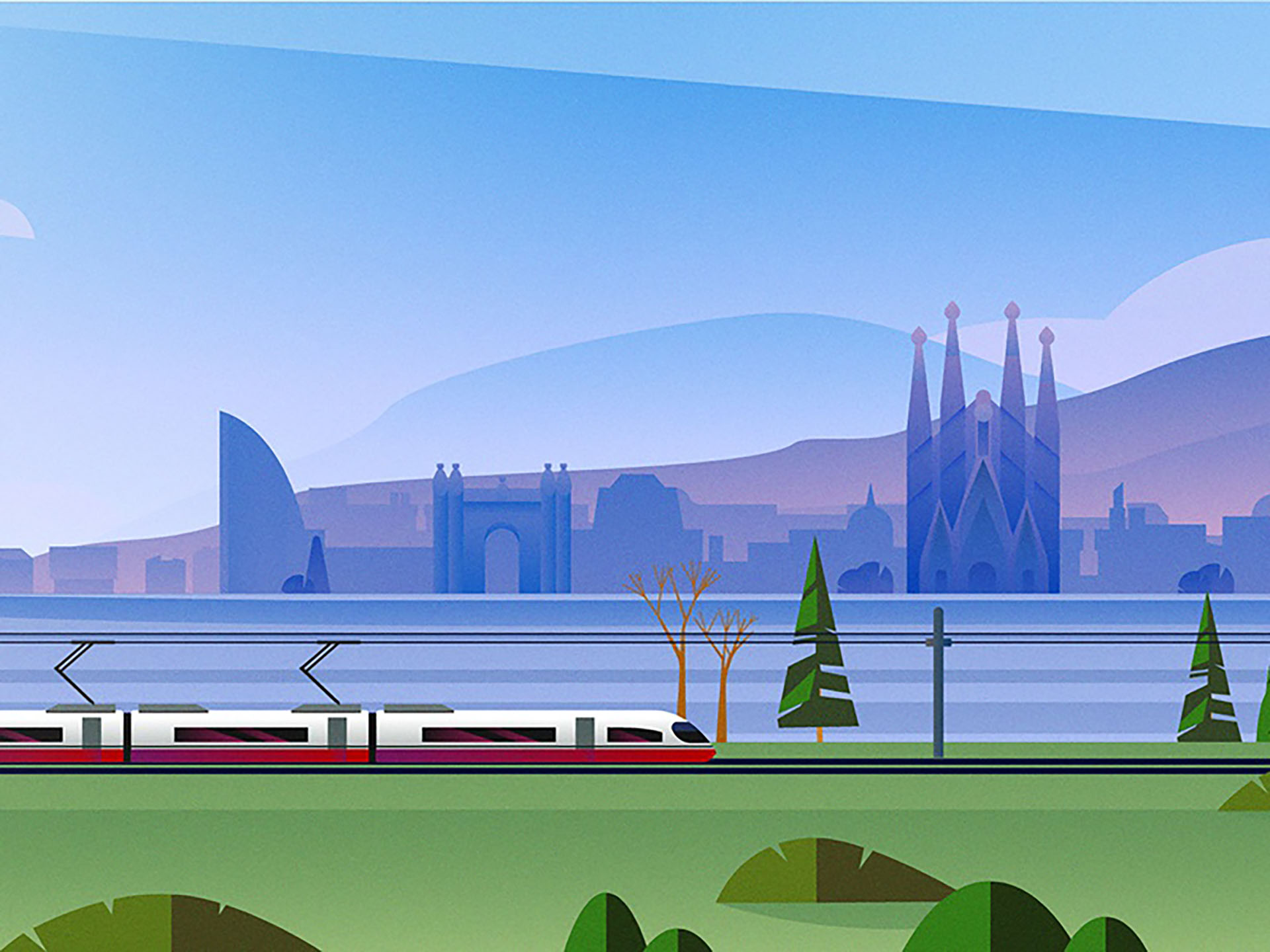 Rail Europe Holiday Card - Atomic Kid Studios - Barcelona train hills.jpg