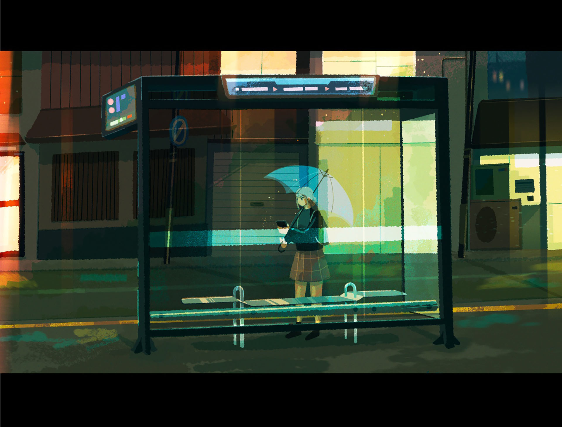 rainy nights procreate landscape umbrella lights city digital art conc.jpg