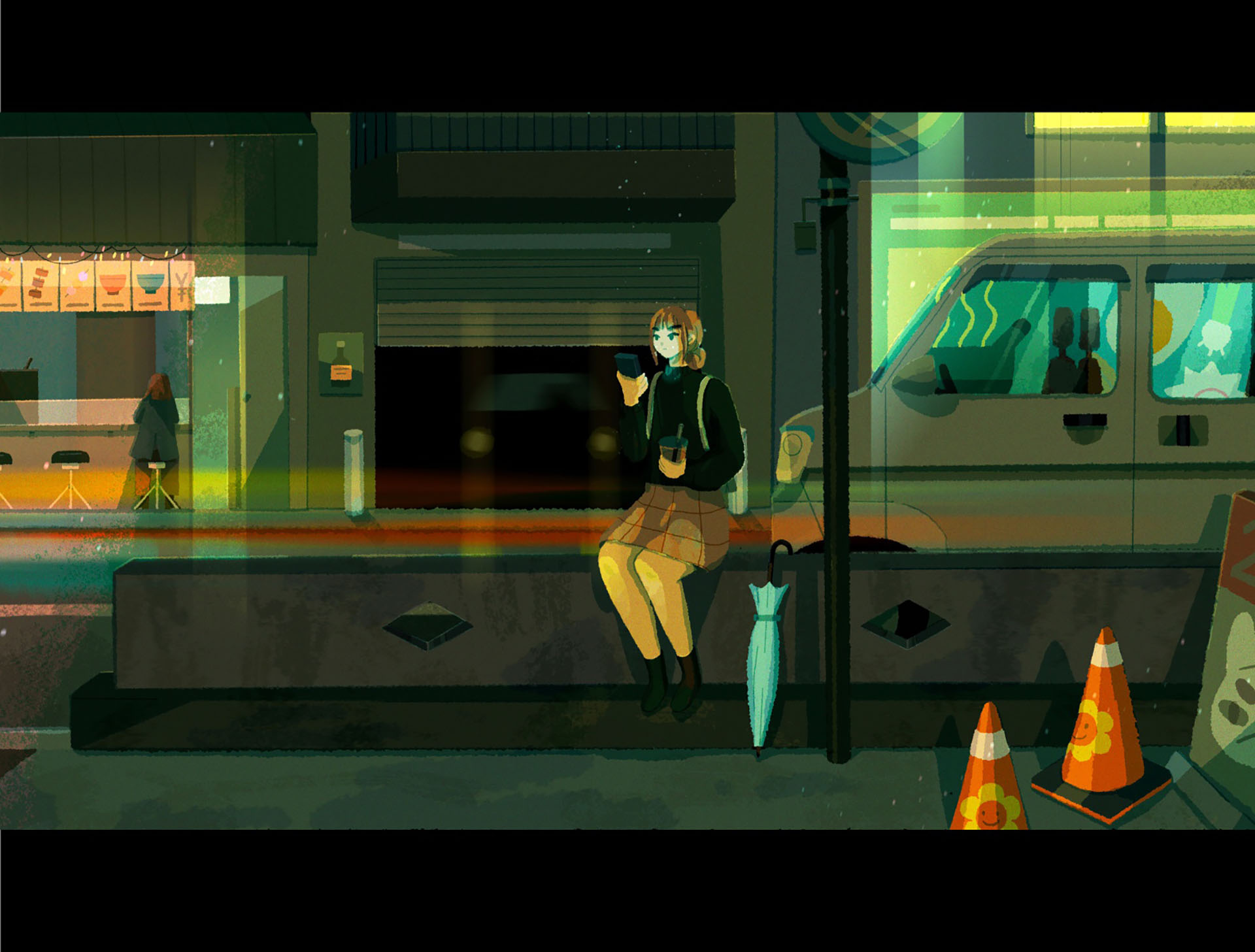 always checking boba tea girl sign flower glow ramen phone home digita.jpg