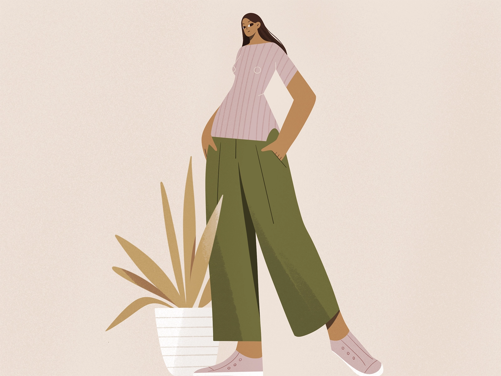 Like a model pose clothes fashion plant design procreate girl texture.webp