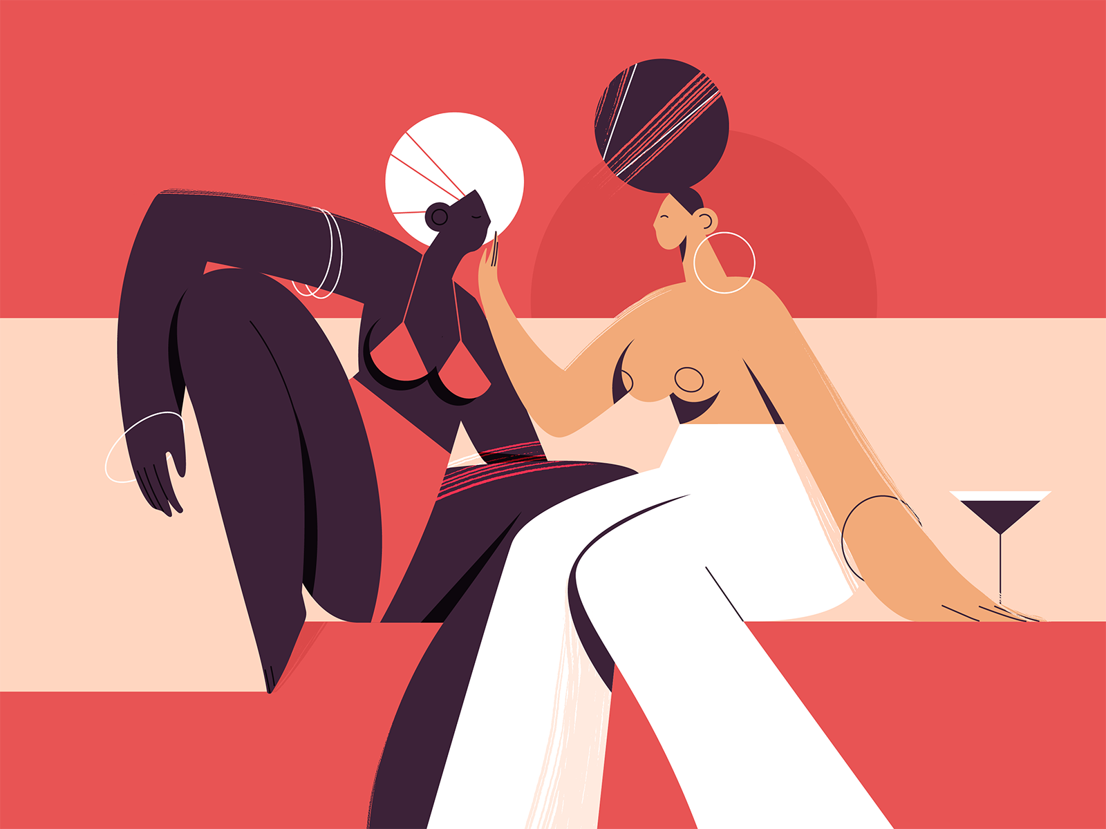 At the party abstract geometry people naked party procreate character.png