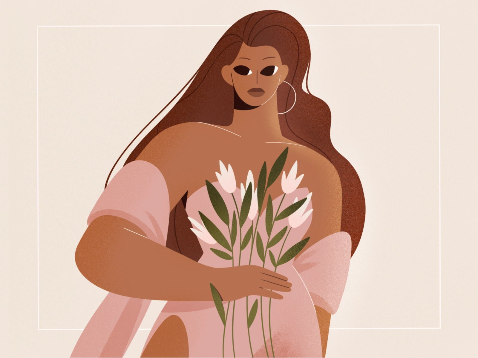 Home coming dress plant flower people procreate character girl texture.webp
