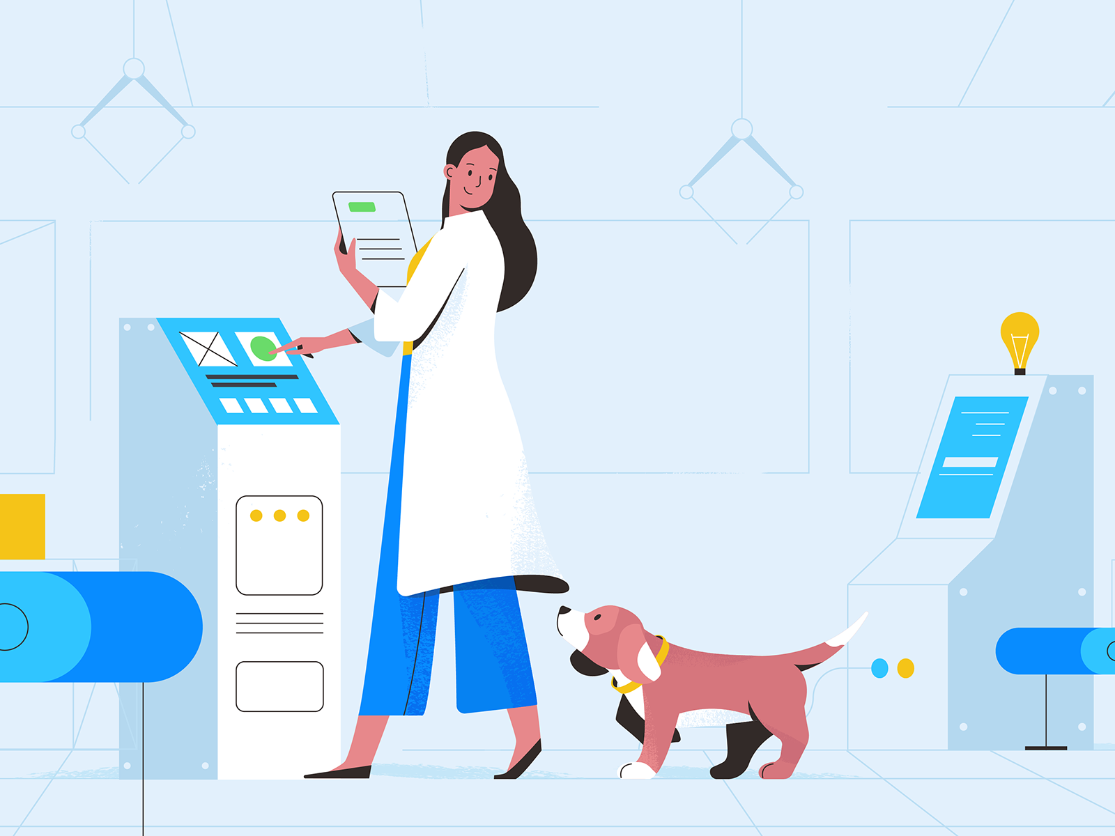 Lab laboratory dog illustration dog character explainer girl texture c.png