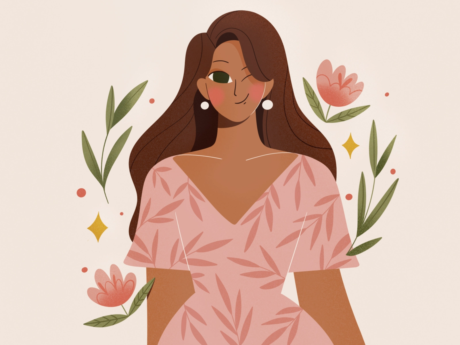 Flora plants plant people design procreate character girl texture char.webp