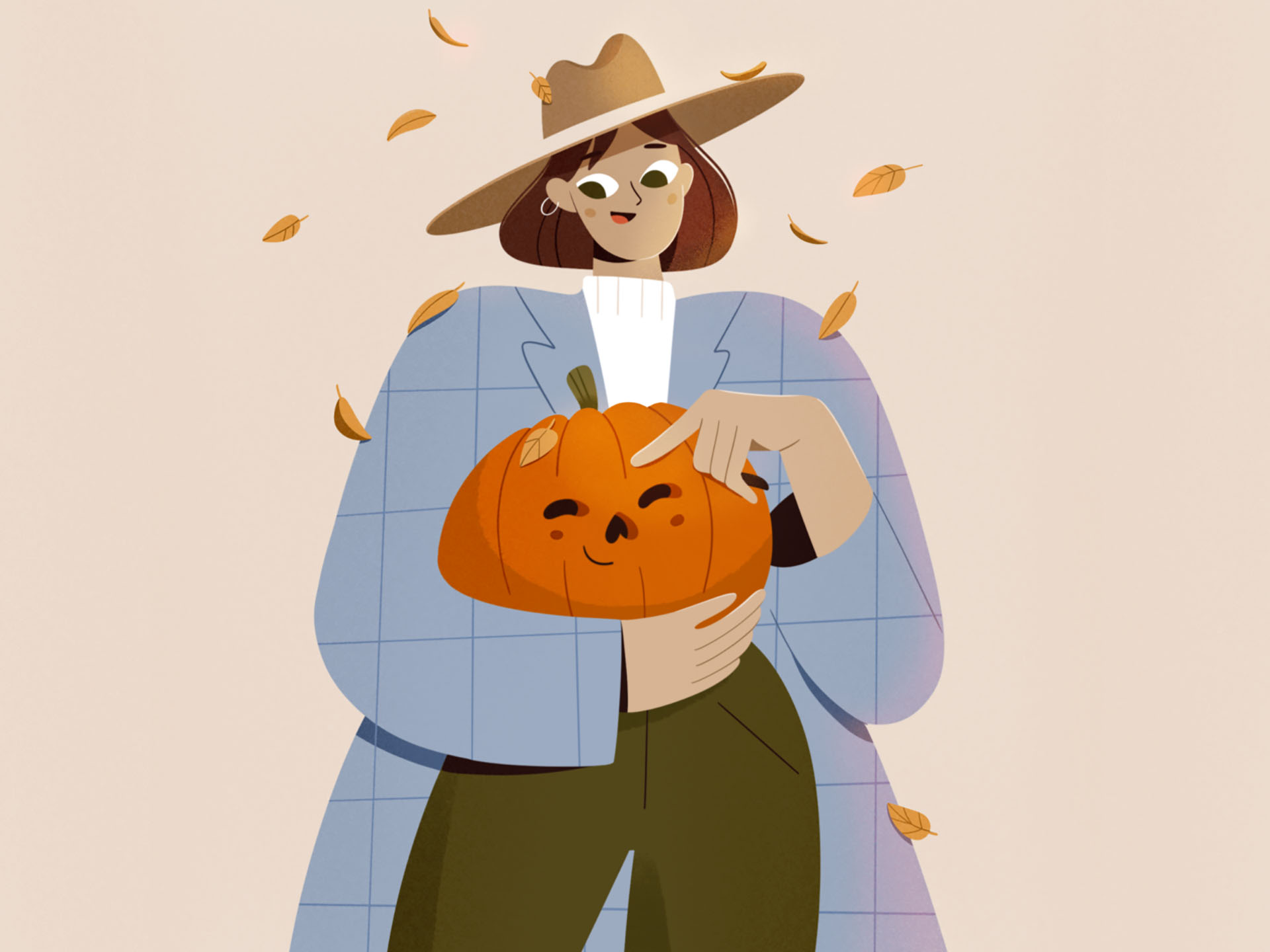 Best friends autumn leaves pumpkin procreate character girl vector tex.jpg