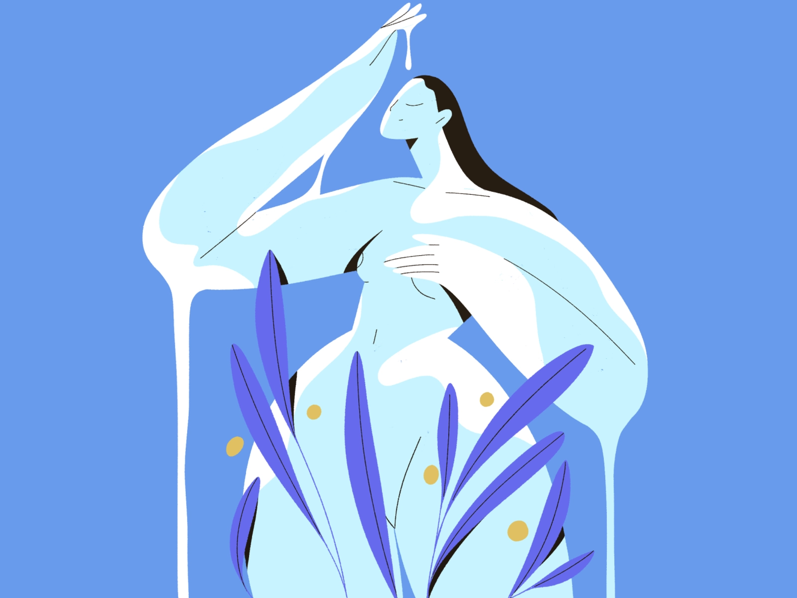 Rain flowers plant nature drop rain people character girl vector textu.webp