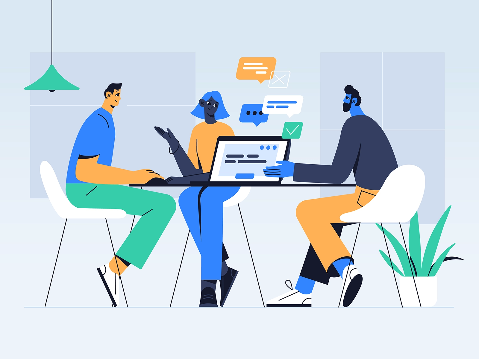 Offline Office laptop people illustration office people character expl.webp