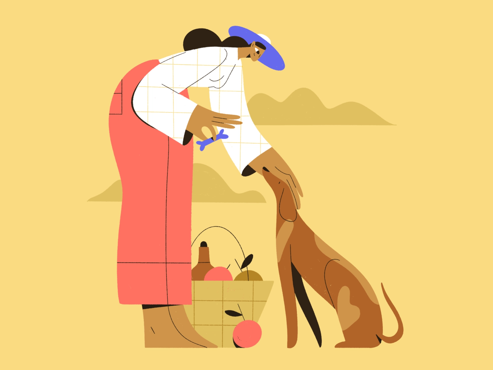 Picnic summer landscape nature picnic dog people procreate character g.webp