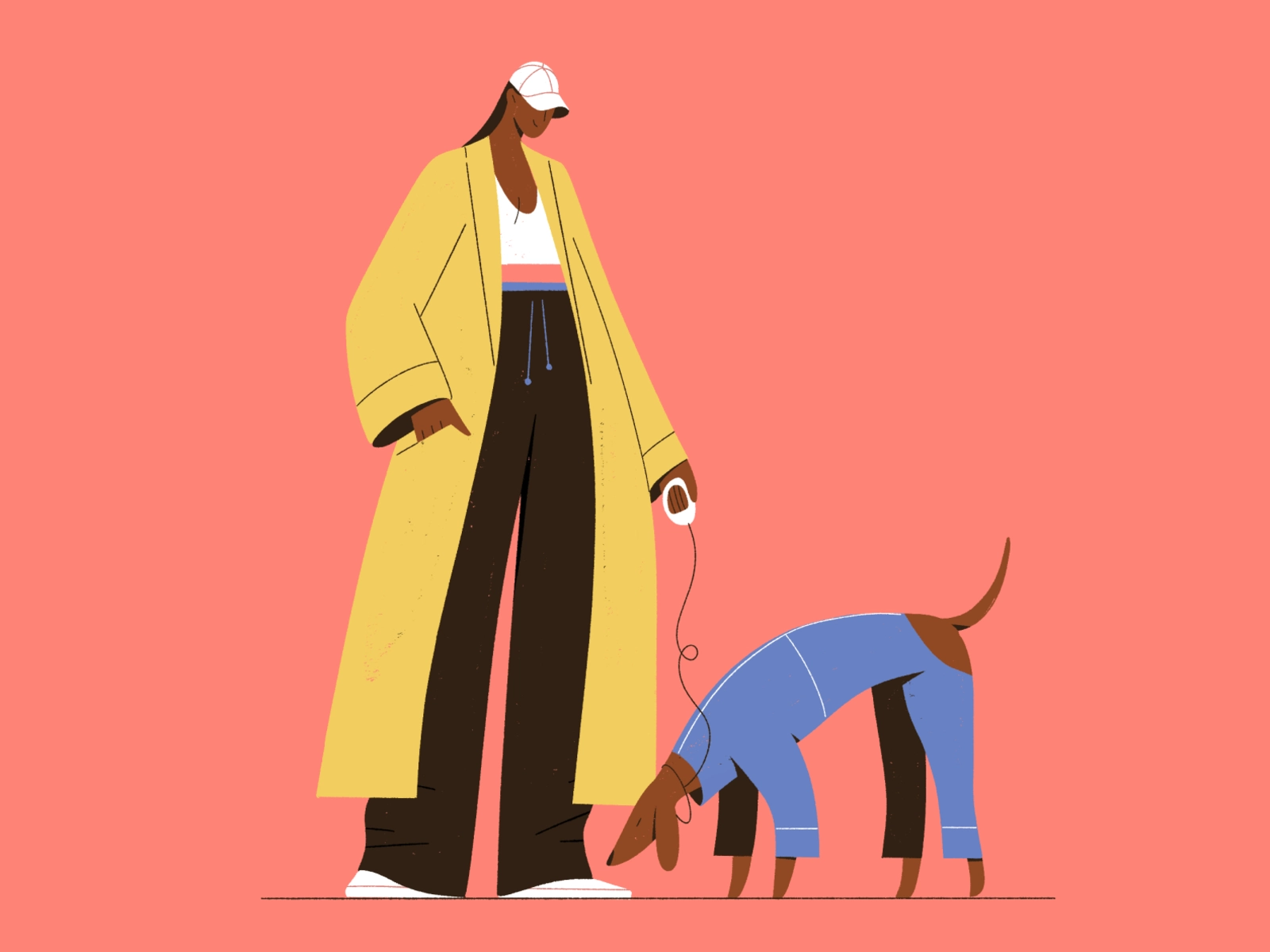 Puppy people illustration animal pet walking puppy dog people characte.webp
