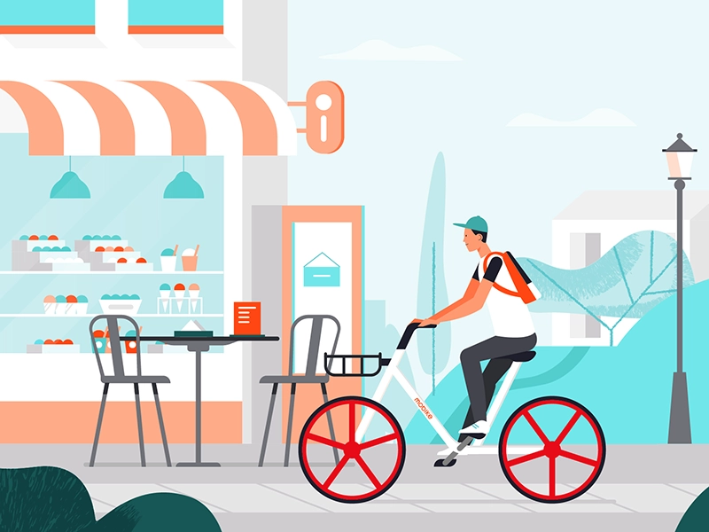 Mobike cafe design ui street explainer boy texture character character.webp
