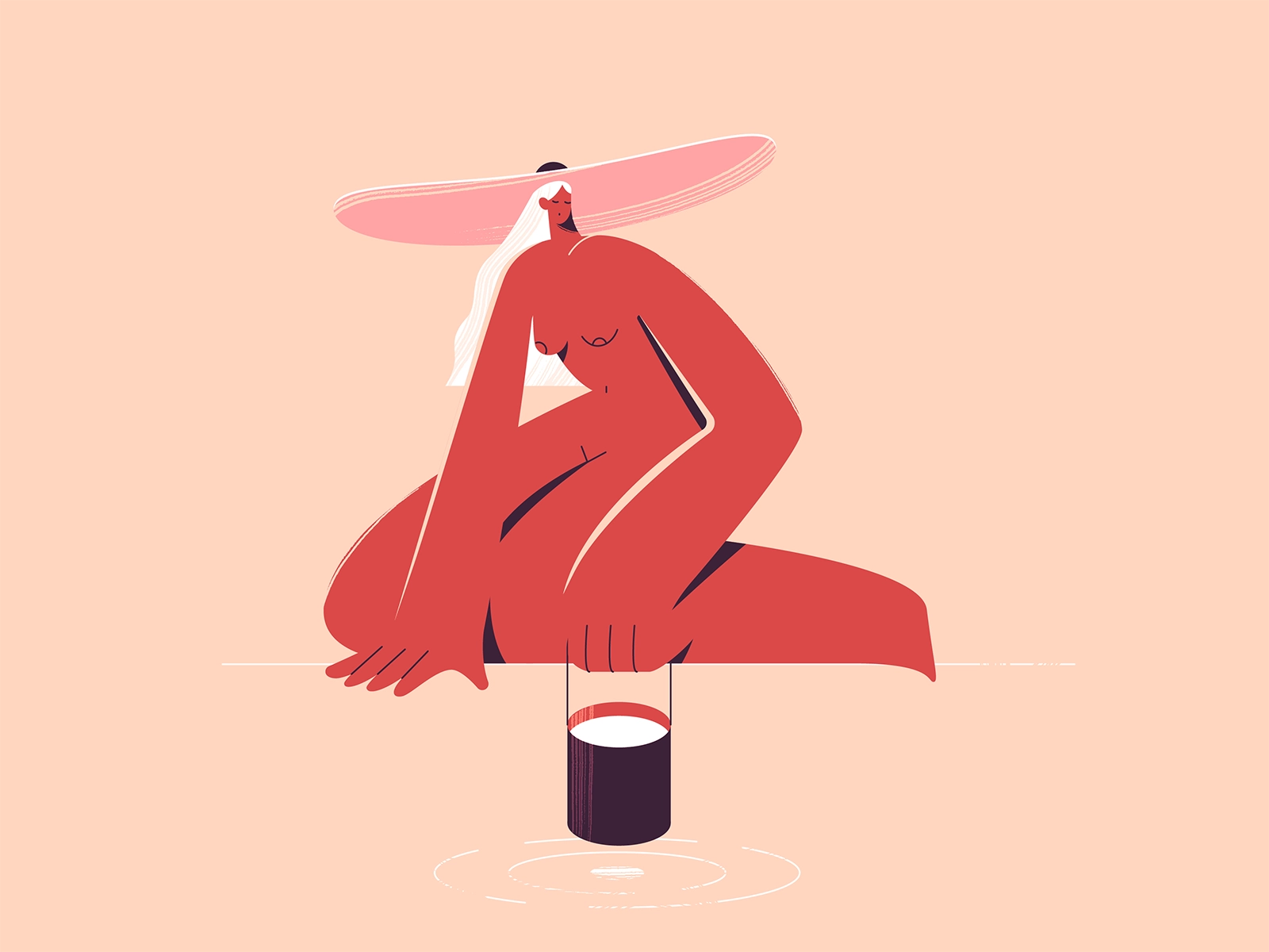 Lake procreate lake naked girl texture characters shape vector flat 2d.webp
