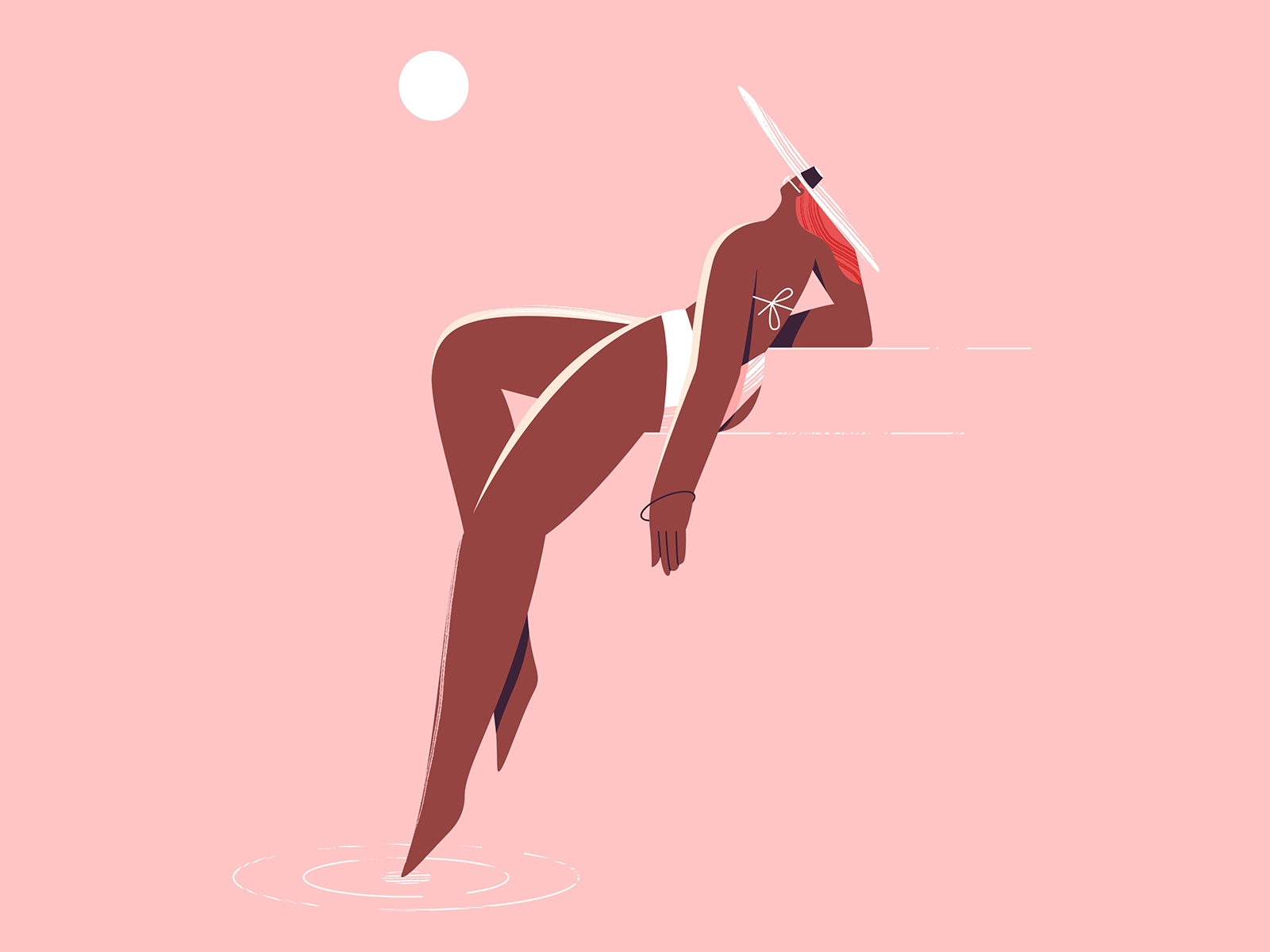 Retro beach sun naked summer procreate girl texture characters vector.webp