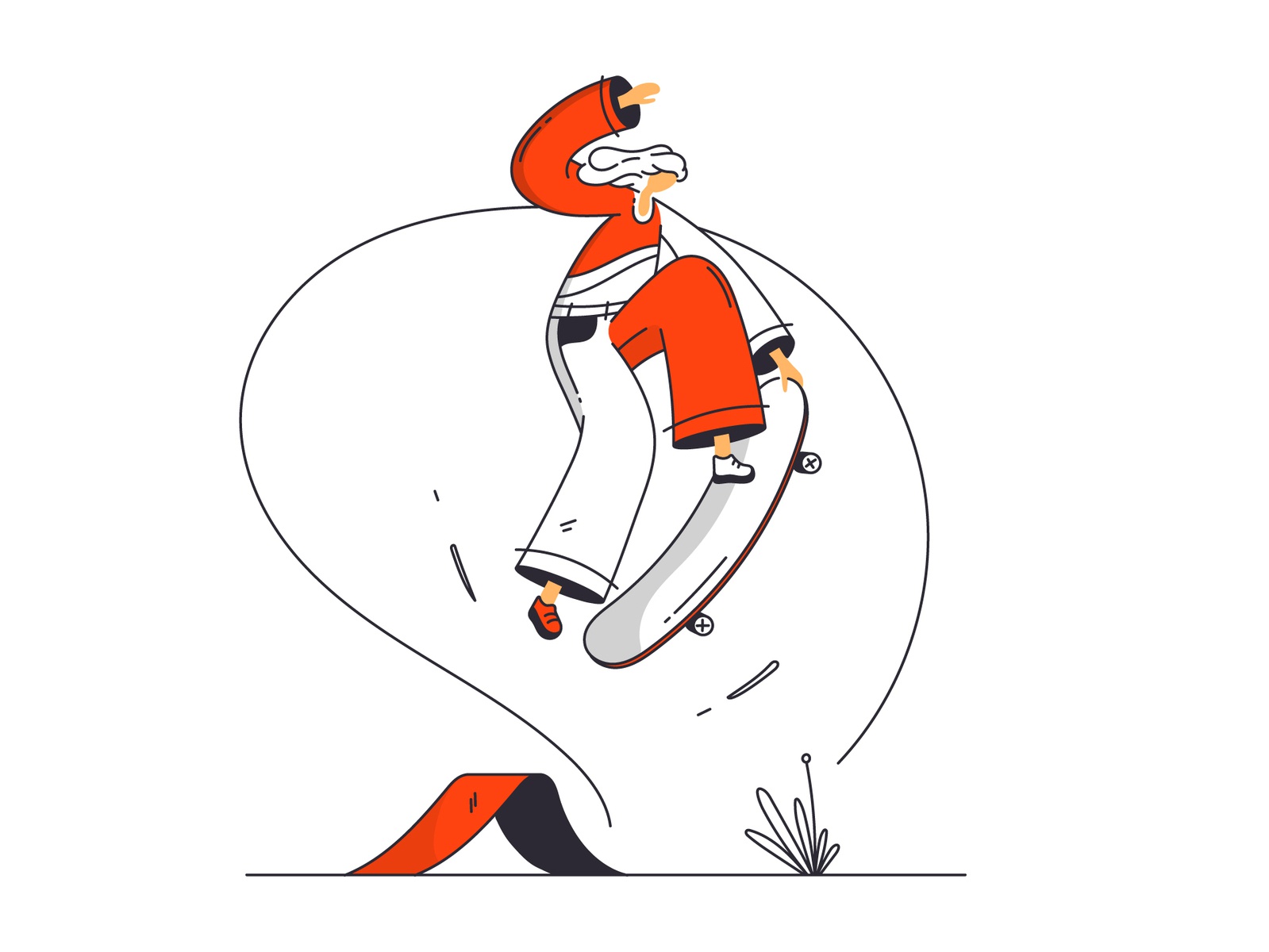 Skating man skate board skate design illustration line art.jpg