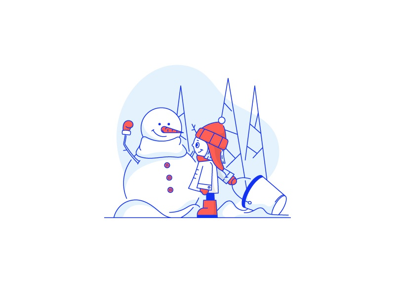Christmas illustration 2 girl character snowman christmas design linea.jpg