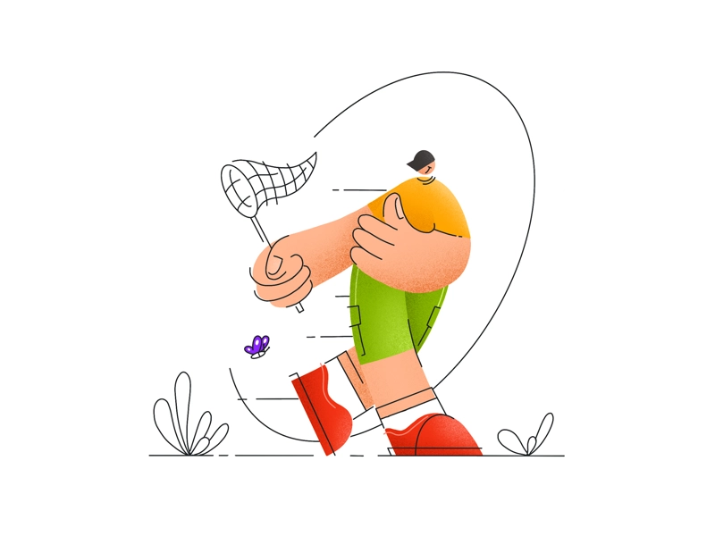 Butterfly Catcher noise texture illustration man.webp