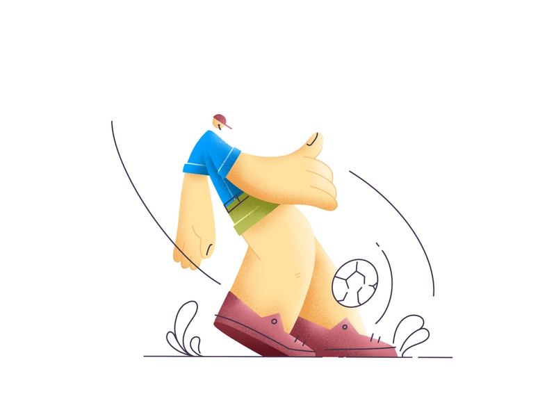 Kicker character design texture lineart illustration.webp