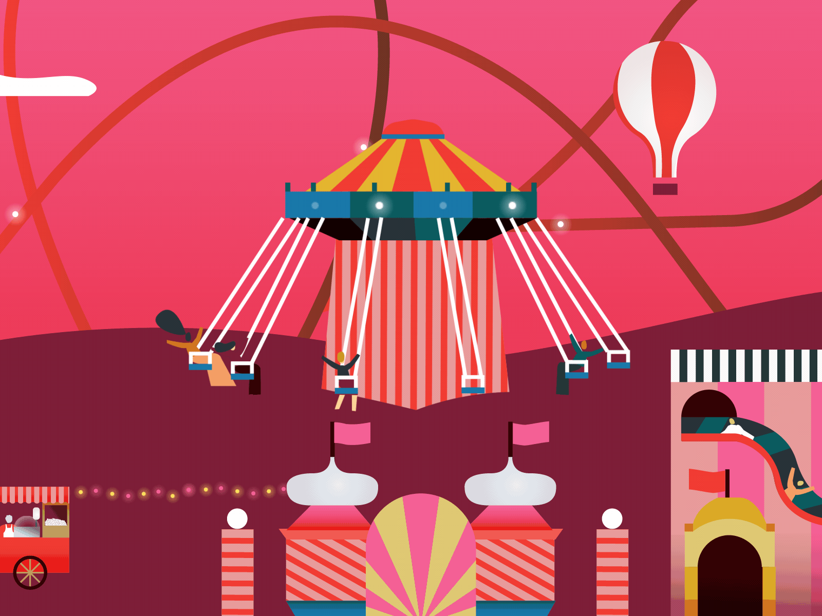 Pink carousel luna park pink playground fun carousel roller coaster lo.gif