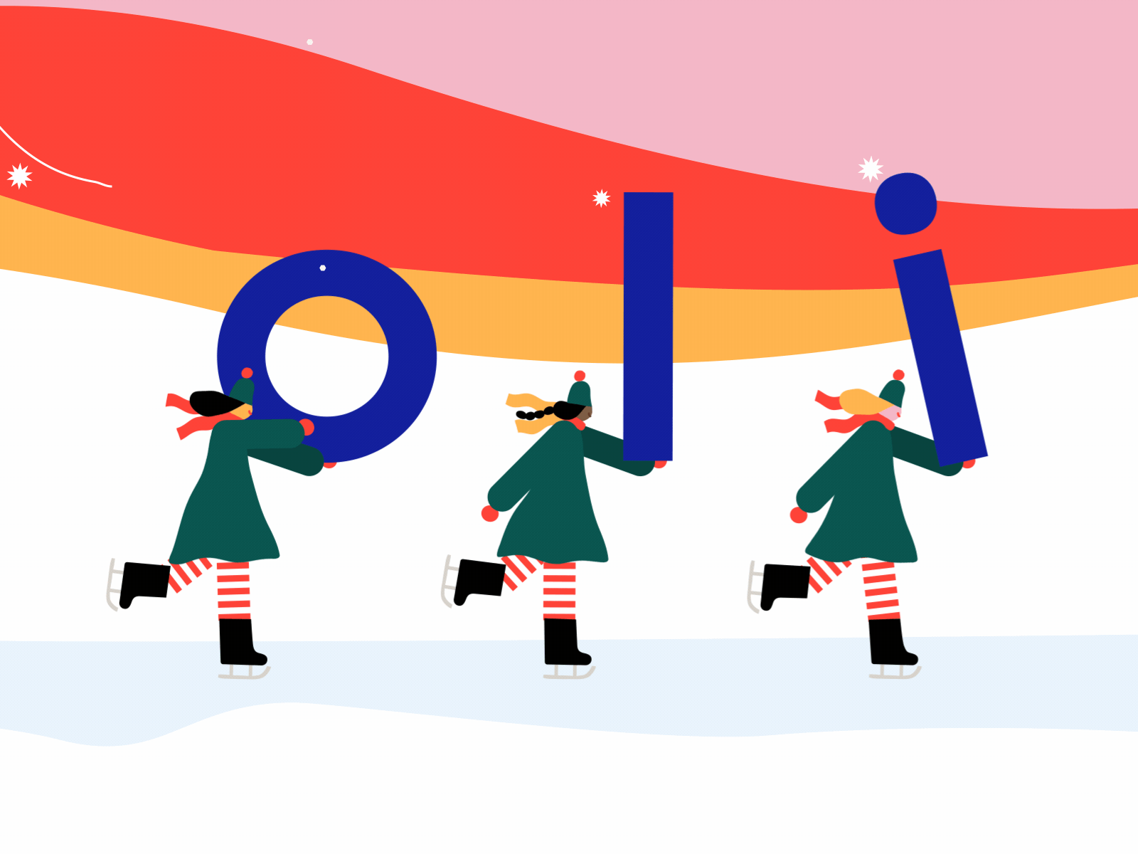 Ice skating with glyphs winter typography glyph character animation ic.gif