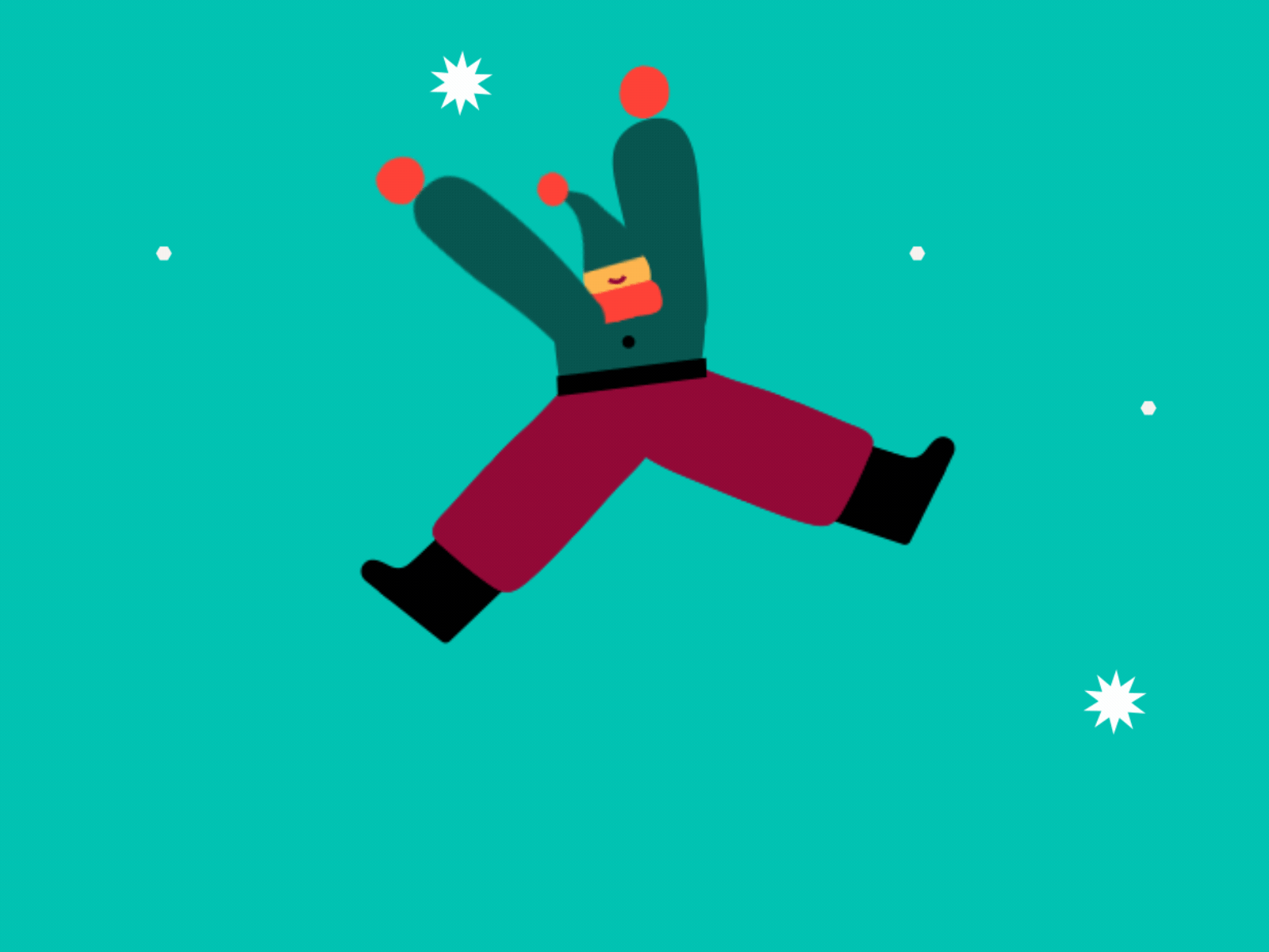 Bouncing elf character animation holiday winter snow christmas bounce.gif