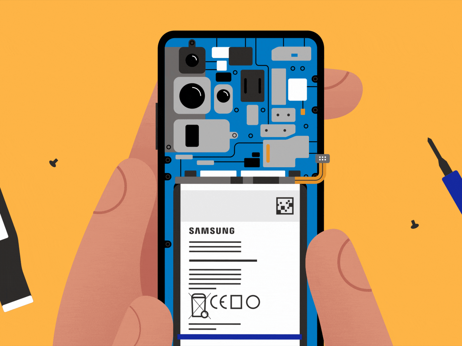 Skillfull hands  repair cpu battery screen hand animation hand samsung.gif