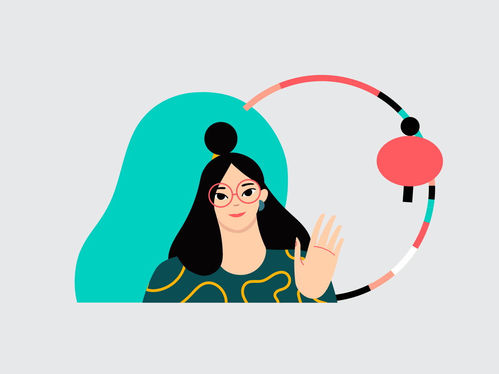 Welcome! china character design graphic meet meeting bye girl hand hel.gif