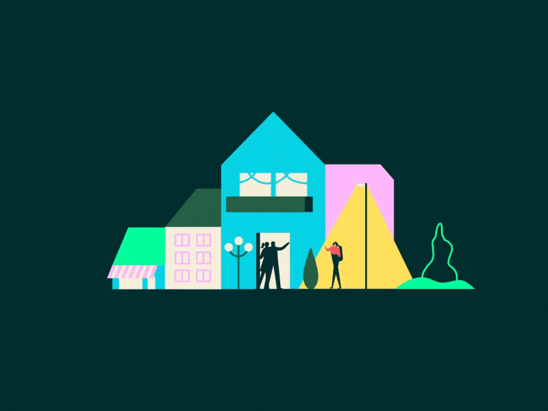 City changing city vector design flat character motion graphics motion.gif