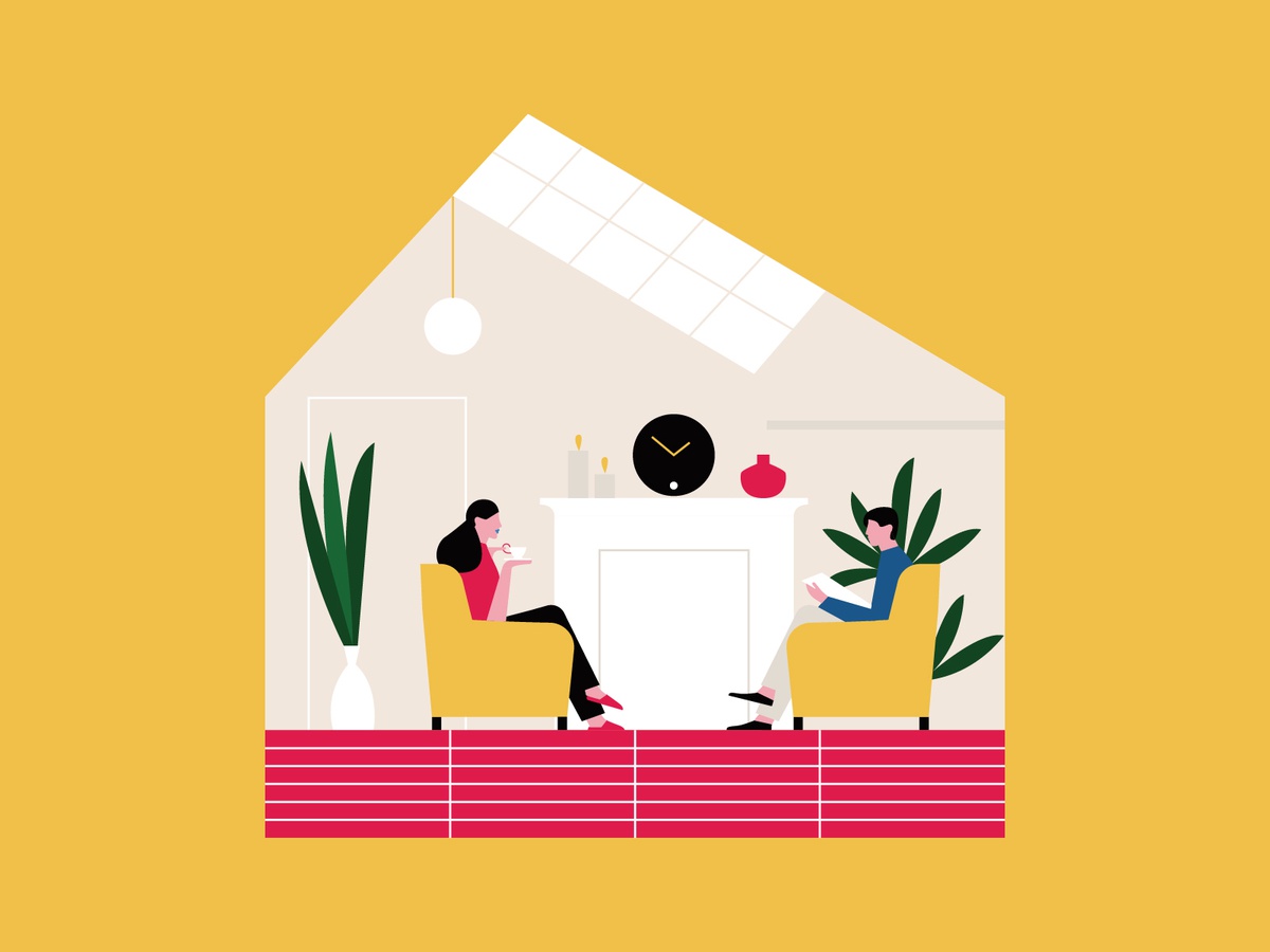 Cozy houses relax plant character design yellow home house contrast co.jpg