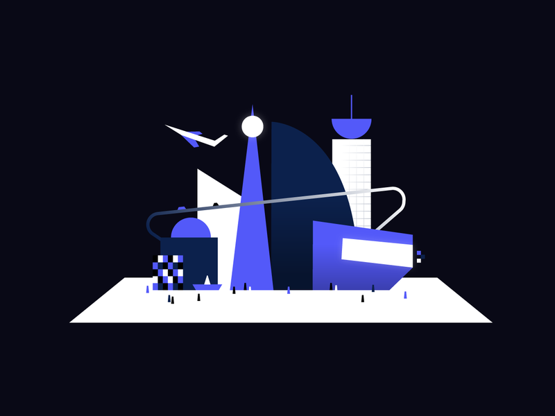 Spatial city  space city flat vector design shapes illustration illo.png
