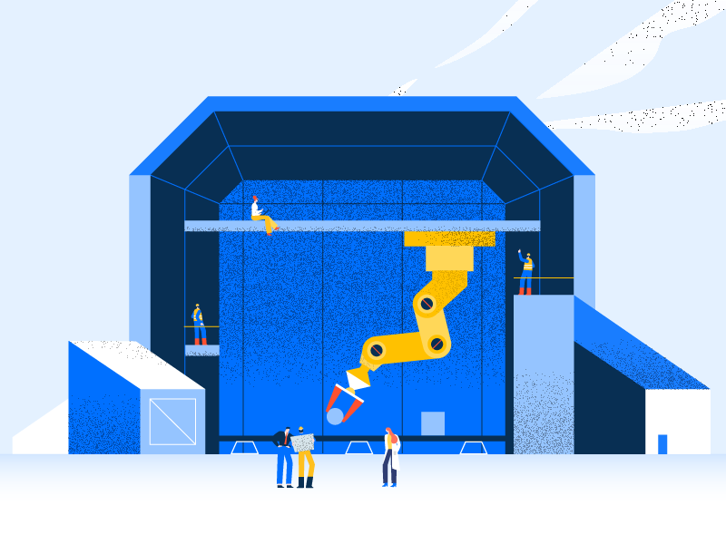 Robotic arm geometry tech work robot vector design flat character text.png