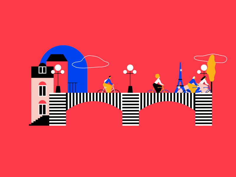Airbnb Cycling Experiences aftereffects 2d character illustration moti.gif