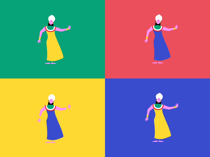Balinese Dancers ethnic woman vector indonesia character design color.gif
