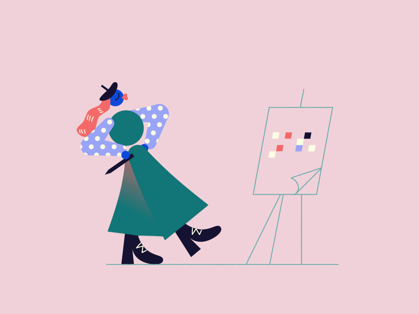 Illustratorka  motiongraphics color animation art girl vector illo cha.gif