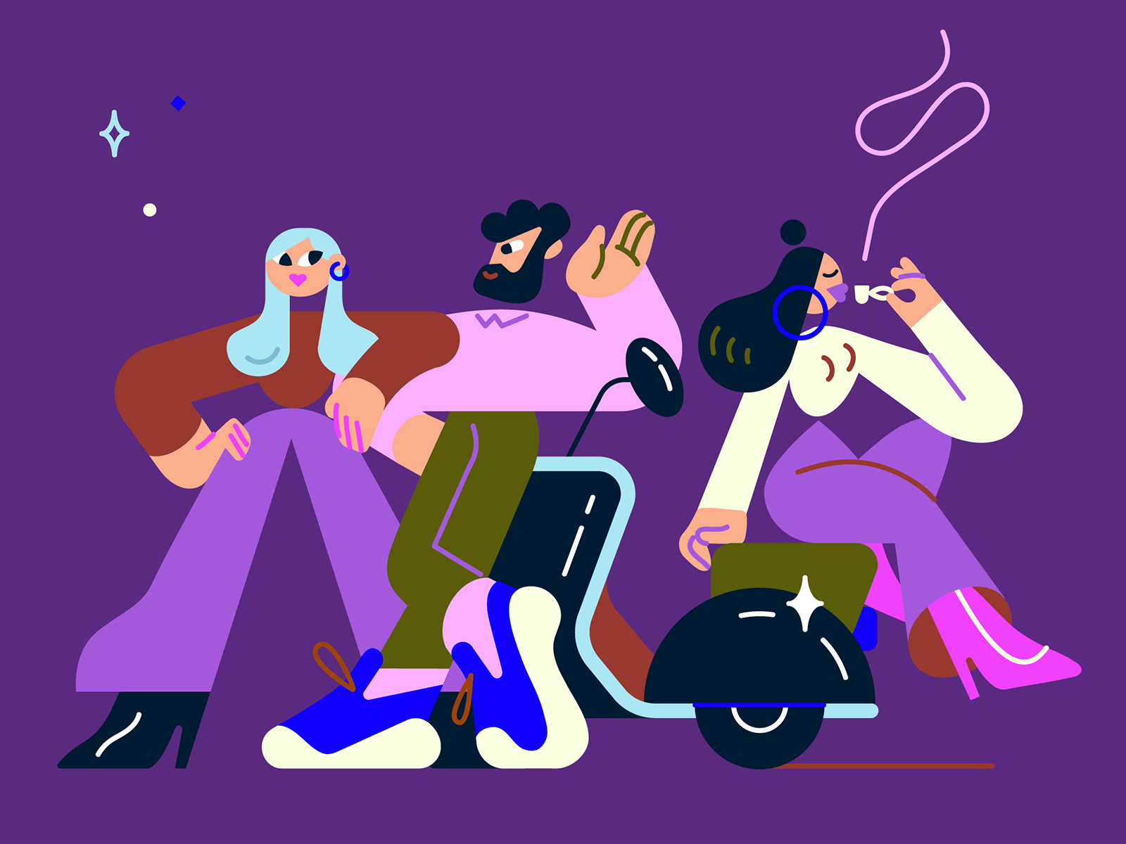 Italian vibe color vectorart characterdesign coffee vespa illo charact.png