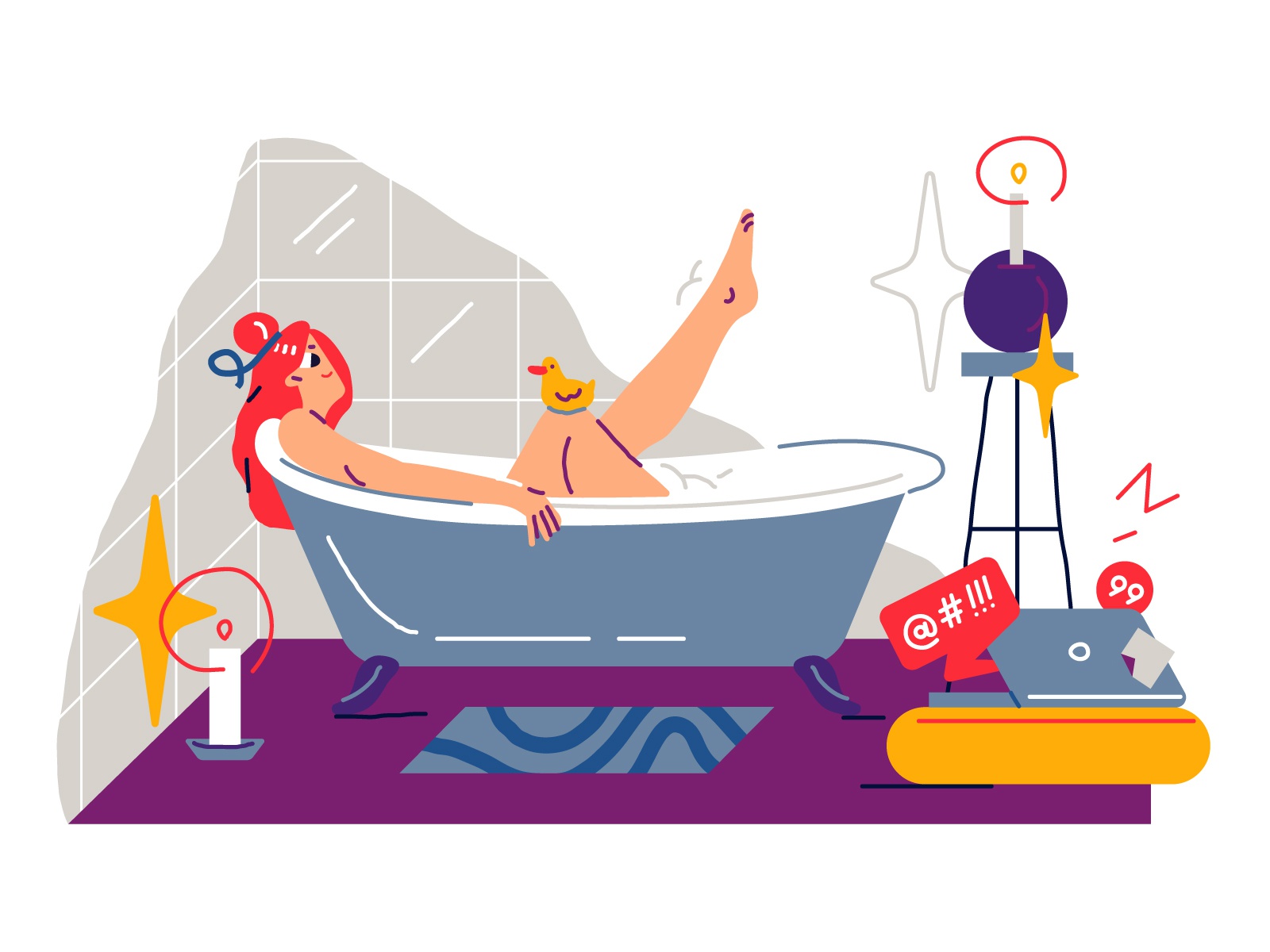 All the world can wait  girl character girl bathtub rest vector charac.jpg