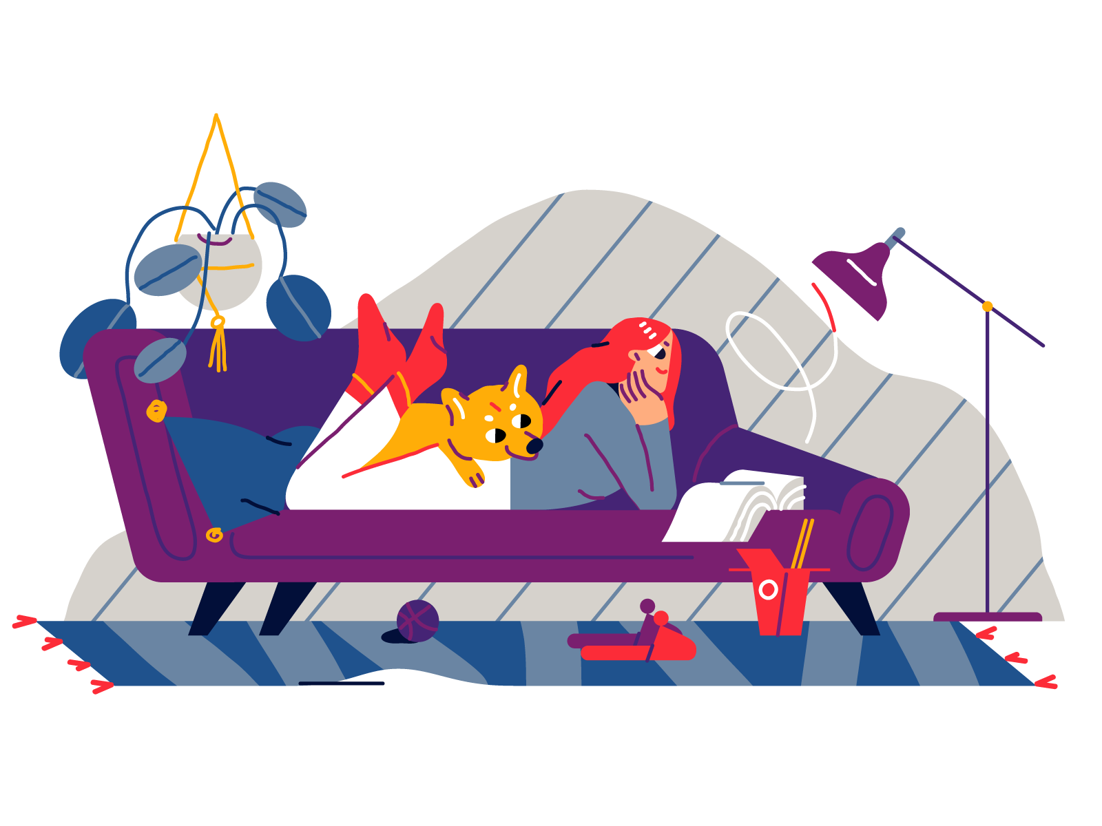 Sweet-sweet home book reading home vector dog character color design i.png