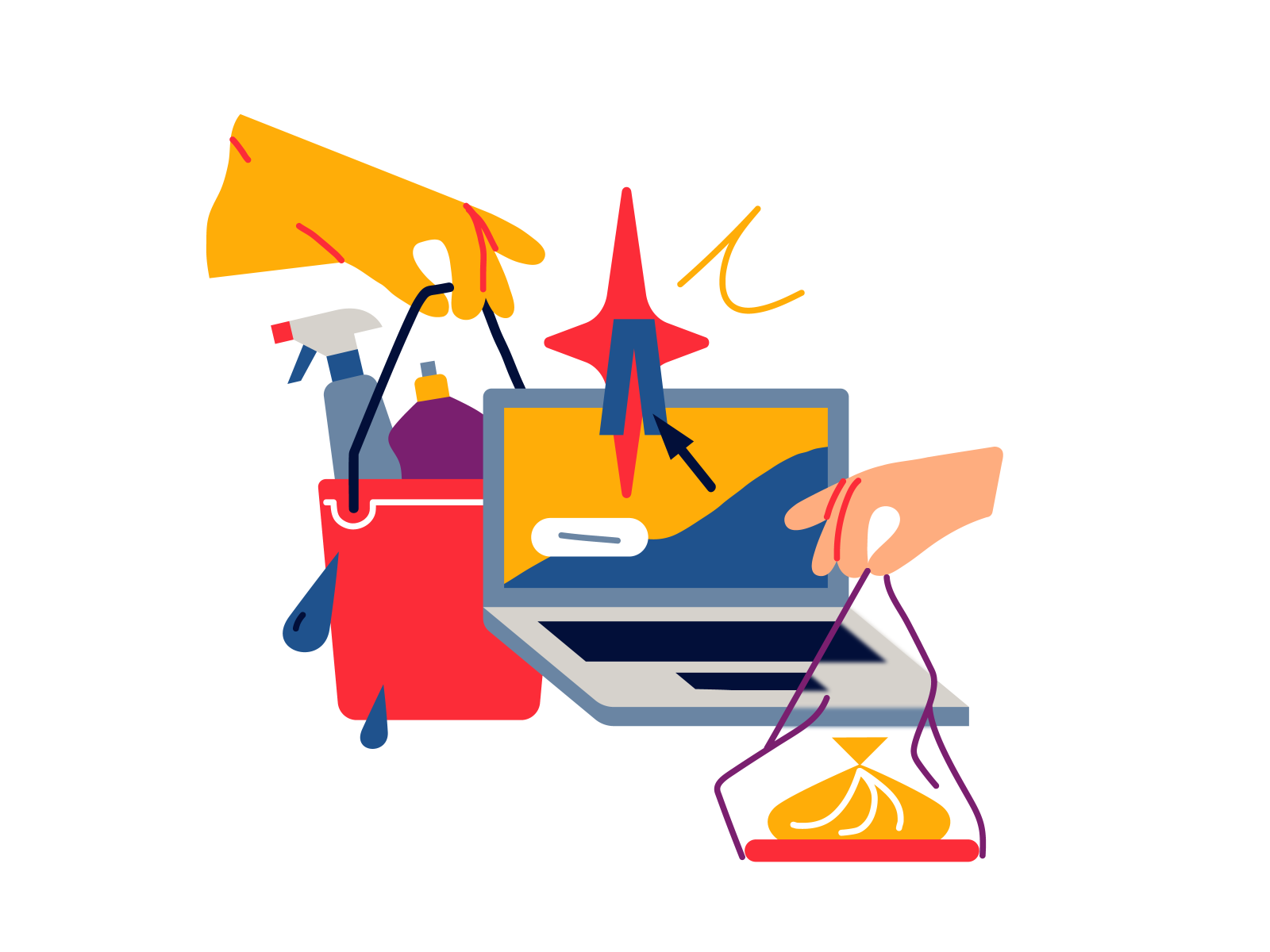 Delivery shopping notebook cleaning hands icon delivery color illo des.png