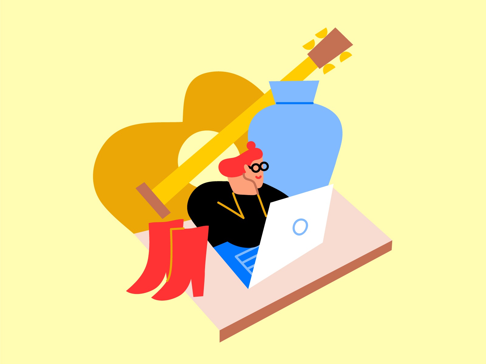 Sell everything you dont need! yellow notebook girl color vector chara.jpg