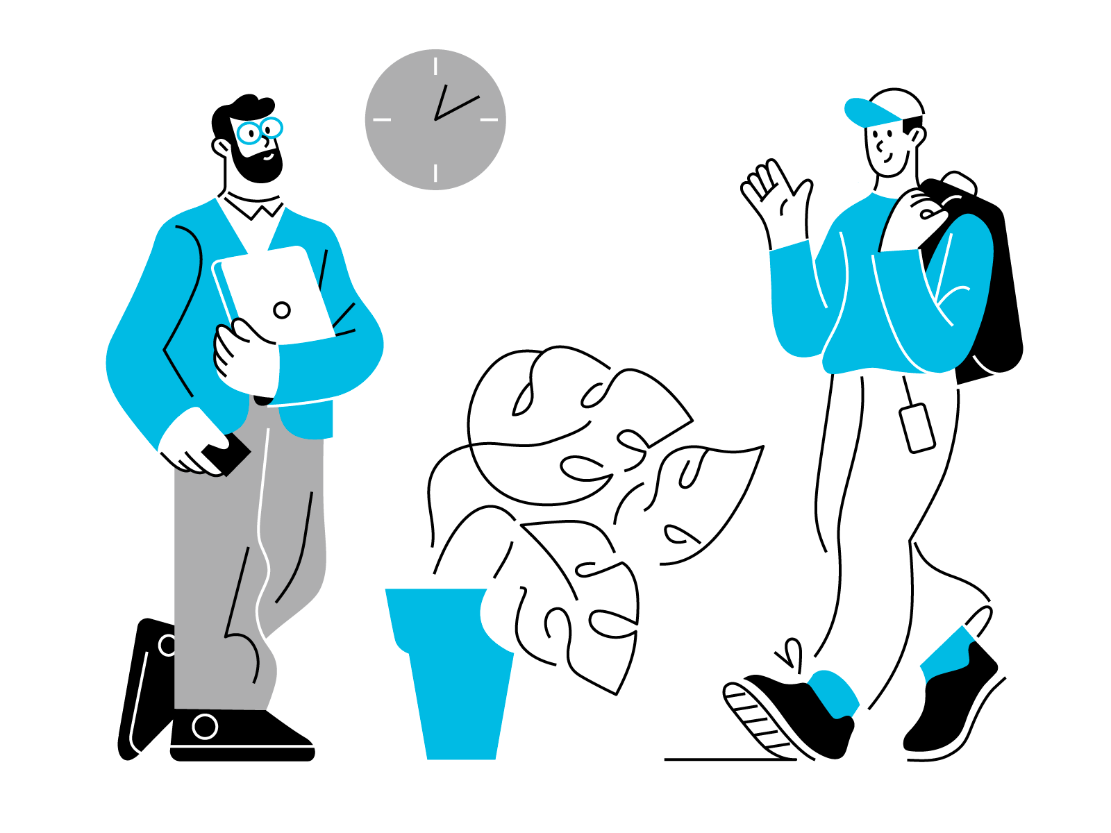 Hello! greetings hello office character design vector illustration cha.png