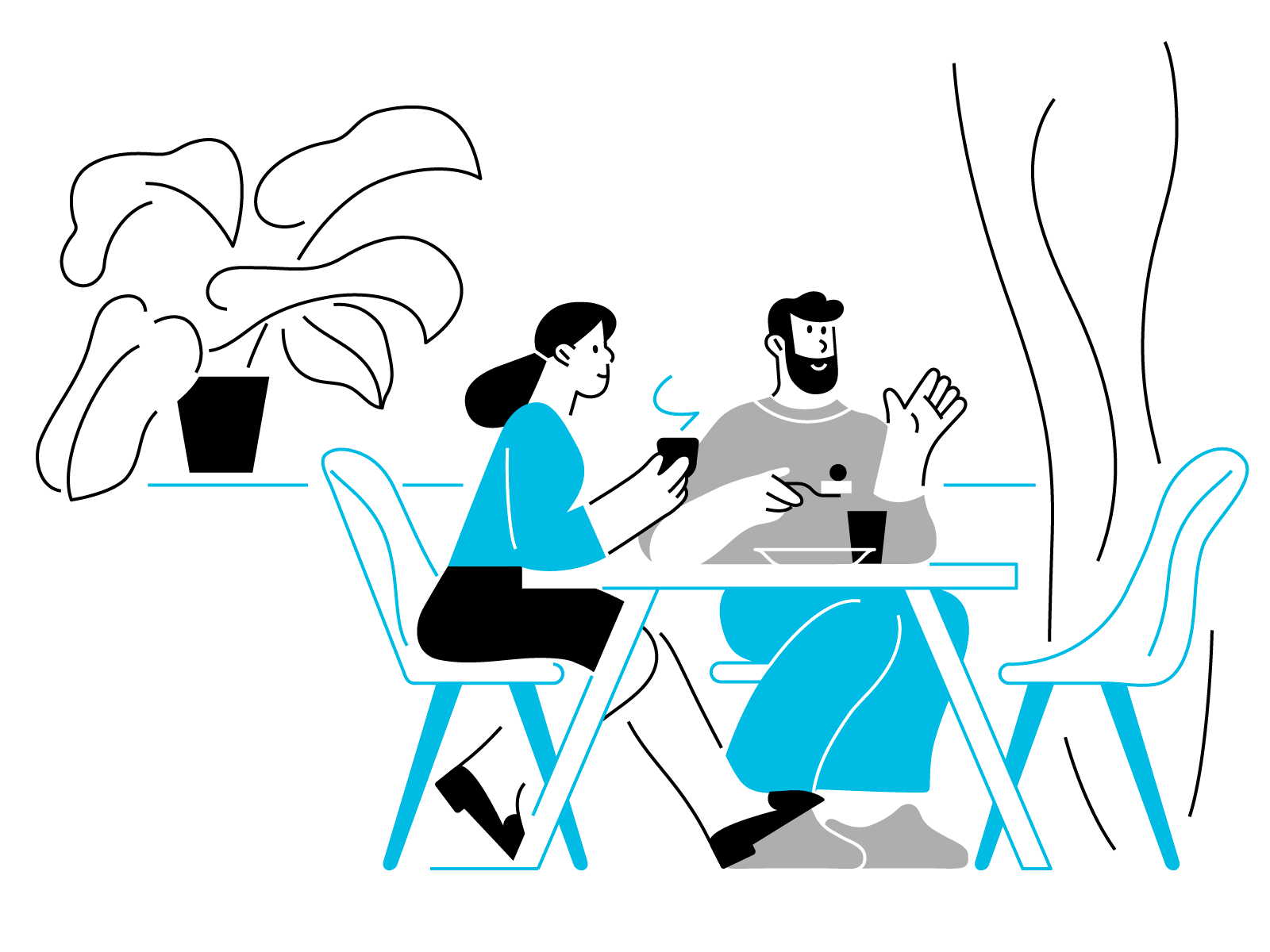 Canteen  lineart characterdesign design blue girl character vector ill.png