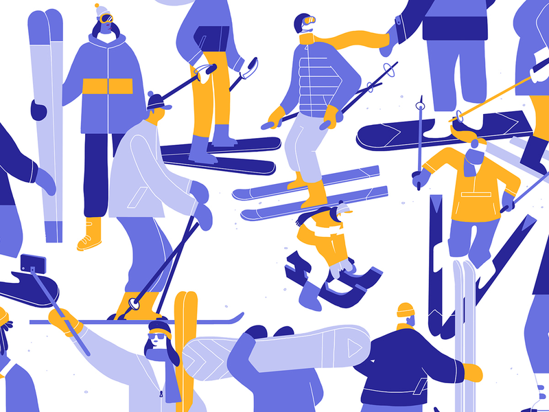 Ski holiday crowded pattern mountain apparel winter snow snowboard ski.webp
