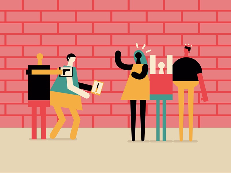 SMART THIEVES editorial illustration fausto montanari people gun ipad.jpg